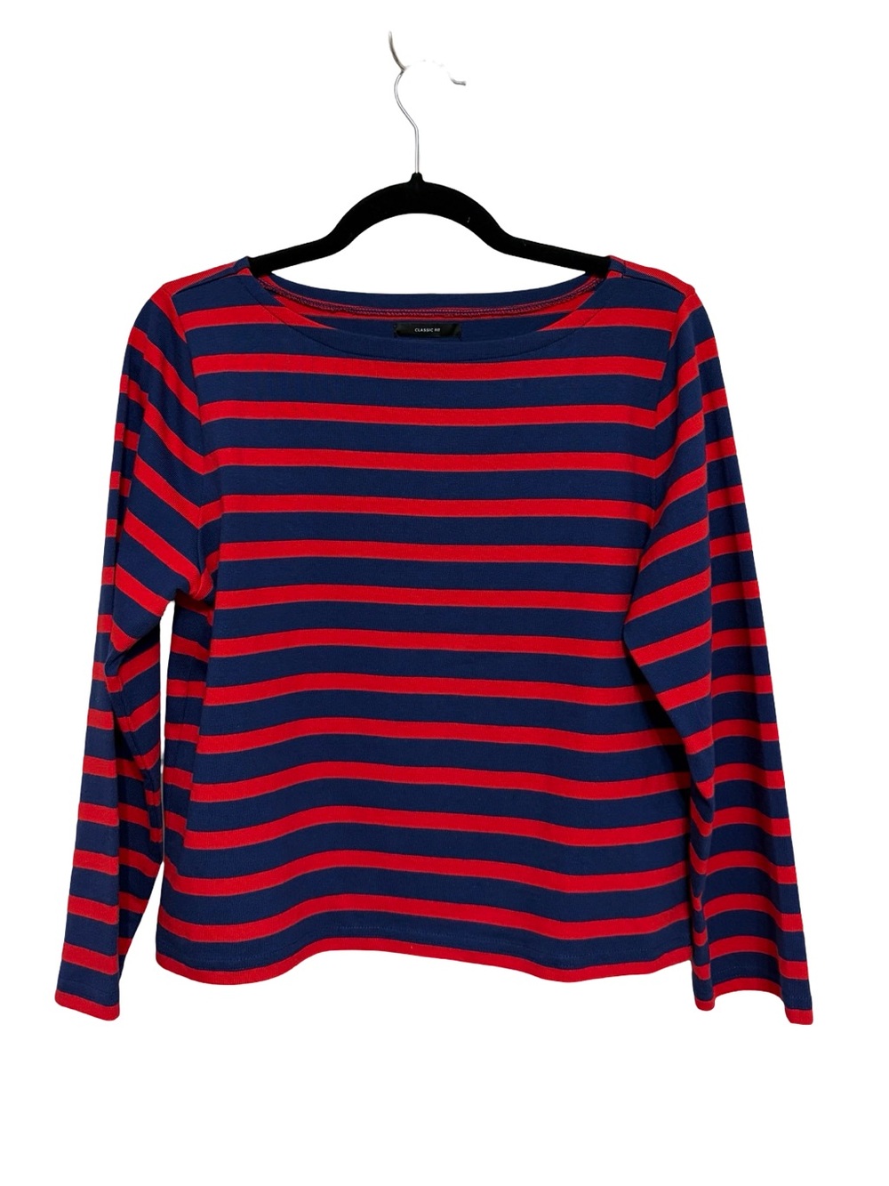 NEW J. Crew 100% Cotton Mariner Cloth Boatneck Tee Red and Navy Stripe - Size S